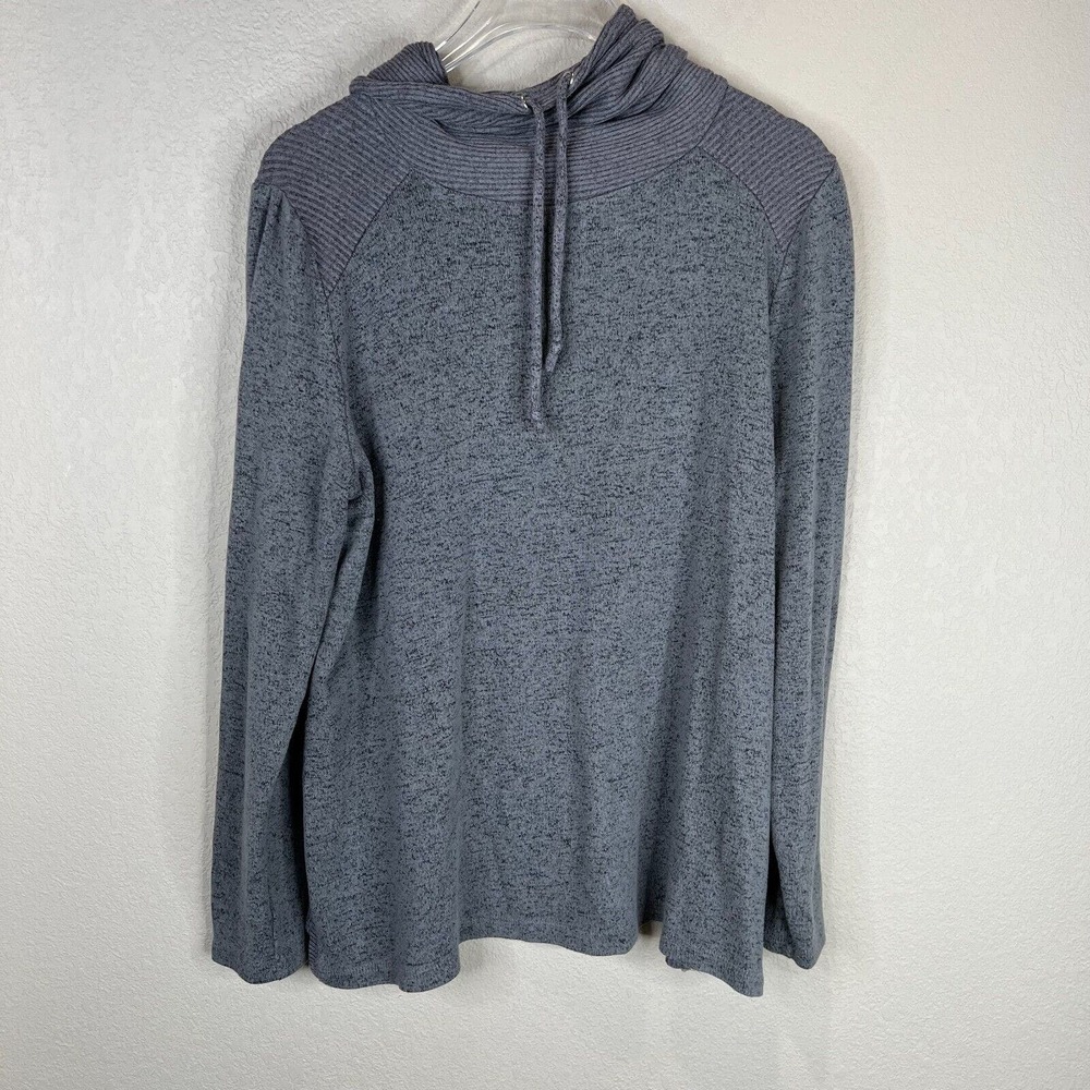 Chico's Weekends Womens Tunic Top Sweater Size 1 CoziSoft Ribbed-Mix Cowl Neck